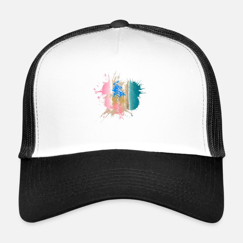 Achtung - Farbiger Strandlackstil - Trucker Cap - Weiß/Schwarz