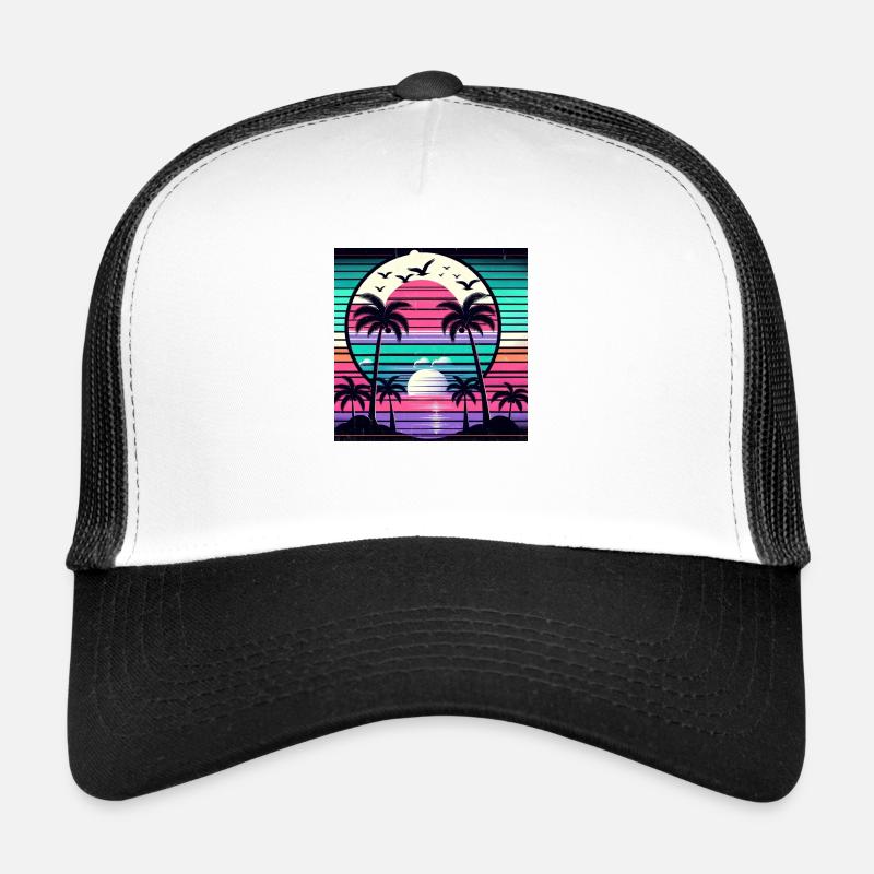 Tropical Sunset - Trucker Cap - Weiß/Schwarz