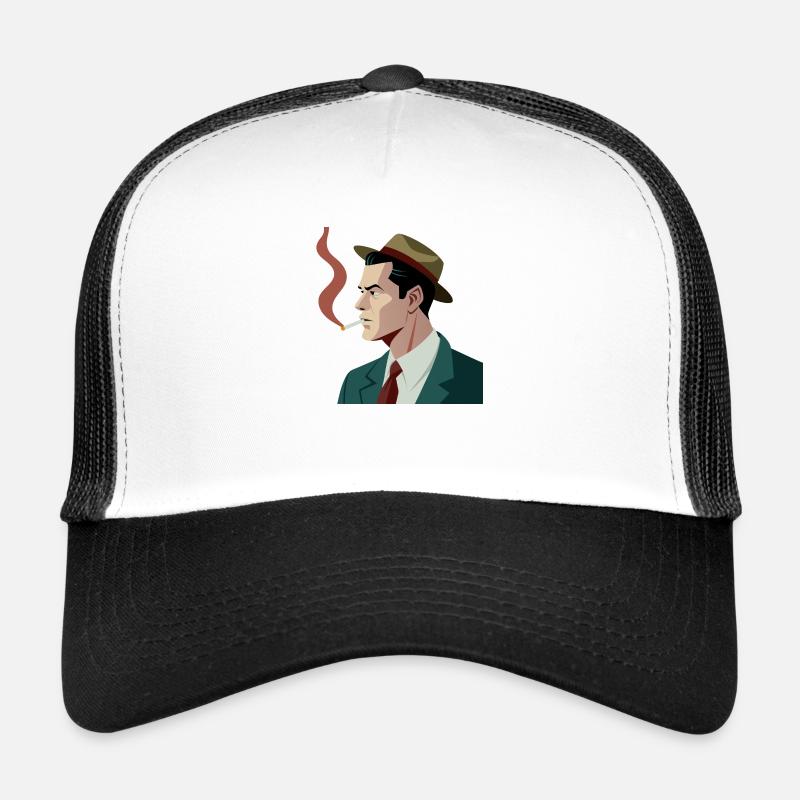 Mann - Vintage - Trucker Cap - Weiß/Schwarz