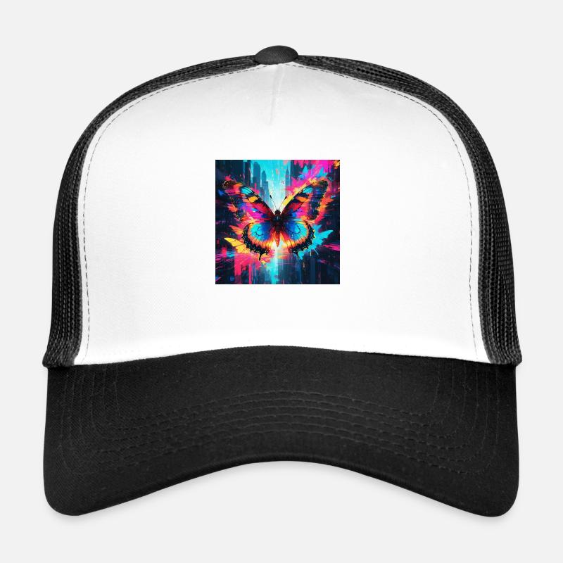 Neon Monarch Schmetterling - Trucker Cap - Weiß/Schwarz