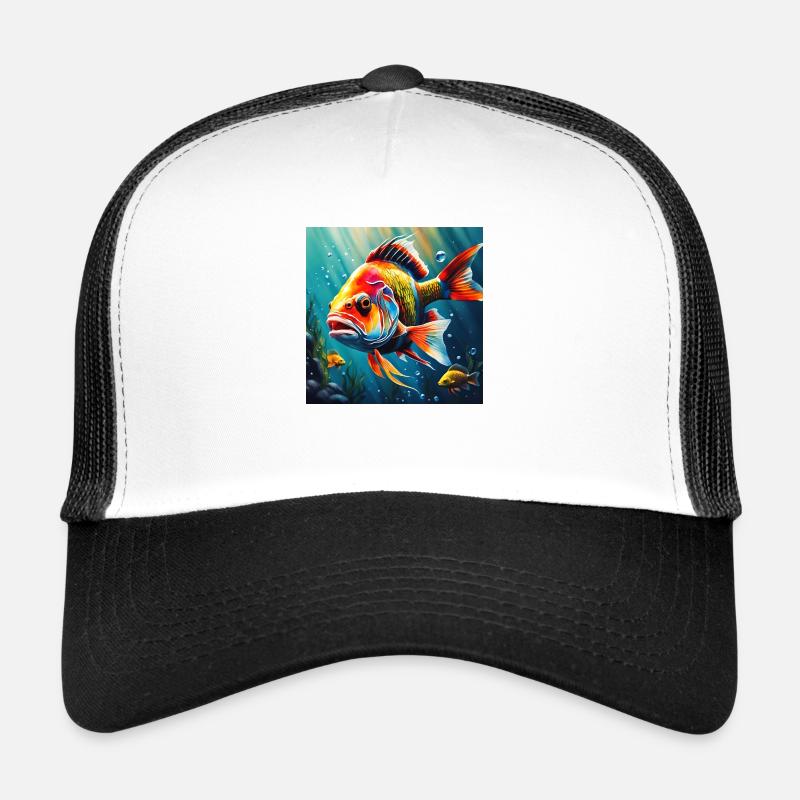 Poisson coloré - Casquette trucker  - blanc/noir