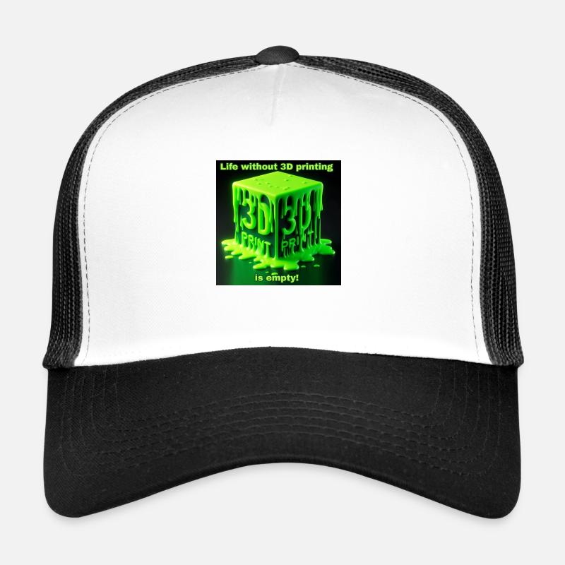 Impression 3D Motif 2 - Casquette trucker  - blanc/noir