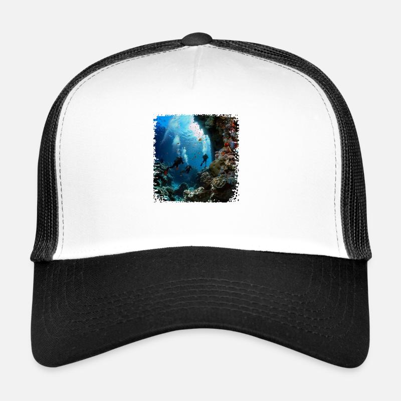 Explore the underwater world with diving Trucker Cap