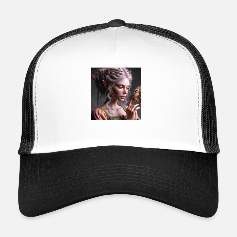 Fee und Schmetterling. - Trucker Cap - Weiß/Schwarz