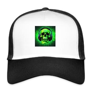 Totenschädel Neon Grün - Trucker Cap - Weiß/Schwarz - Vorne