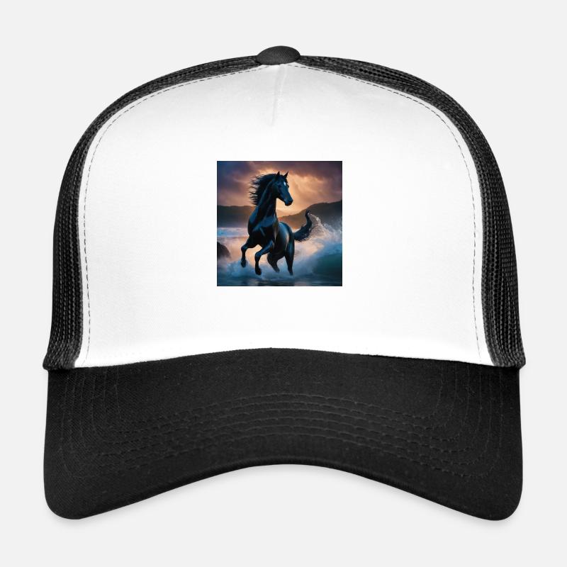 Pferd - Trucker Cap - Weiß/Schwarz