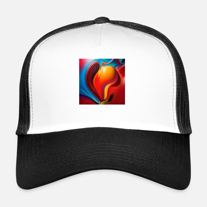 abstraktes Herz ♥️ - Trucker Cap - Weiß/Schwarz
