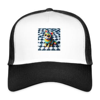 Optical IllusionCat - Trucker Cap - white/black - Front