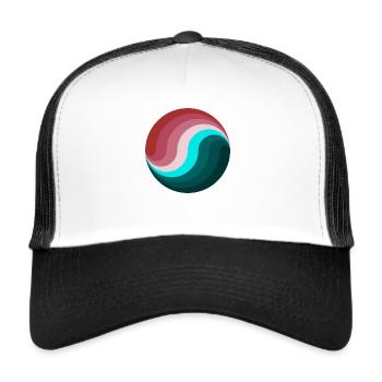 Pink and Green Circled Wave - Trucker Cap - white/black - Front