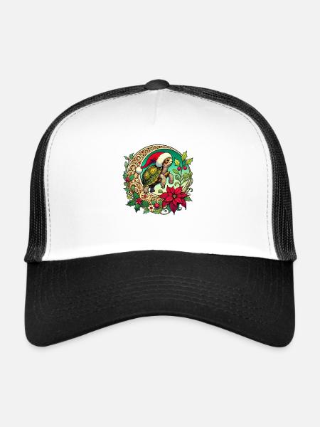 Tortue de Noël - Casquette trucker  - blanc/noir - Devant
