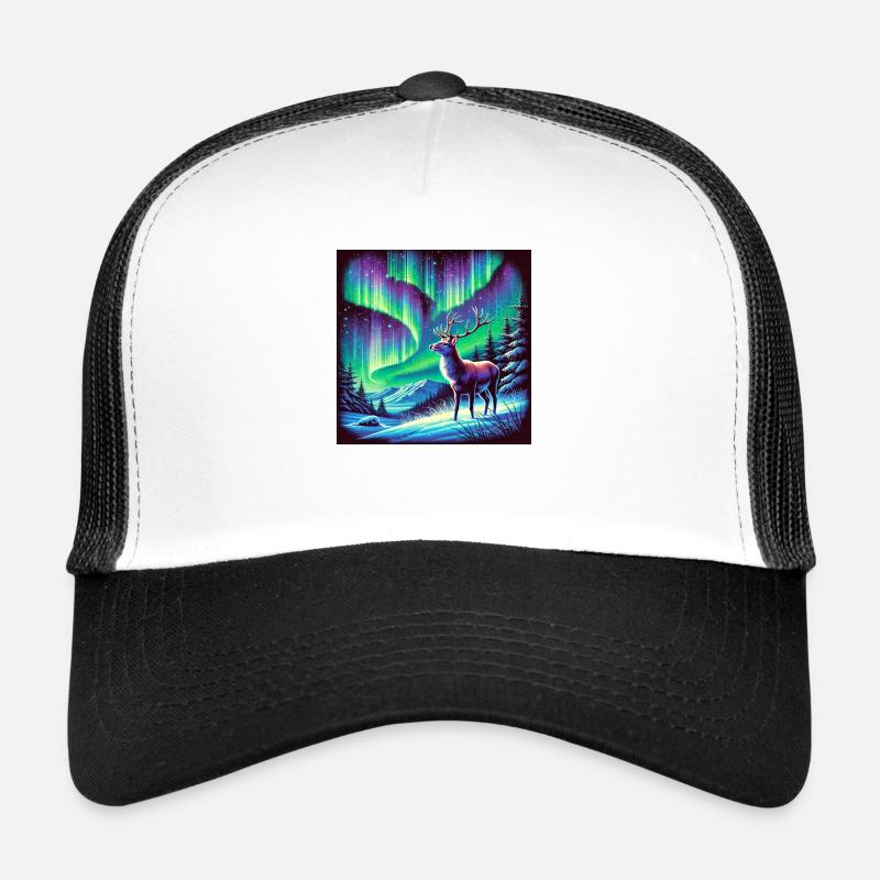 Deer Aurora Borealis - Trucker Cap - white/black