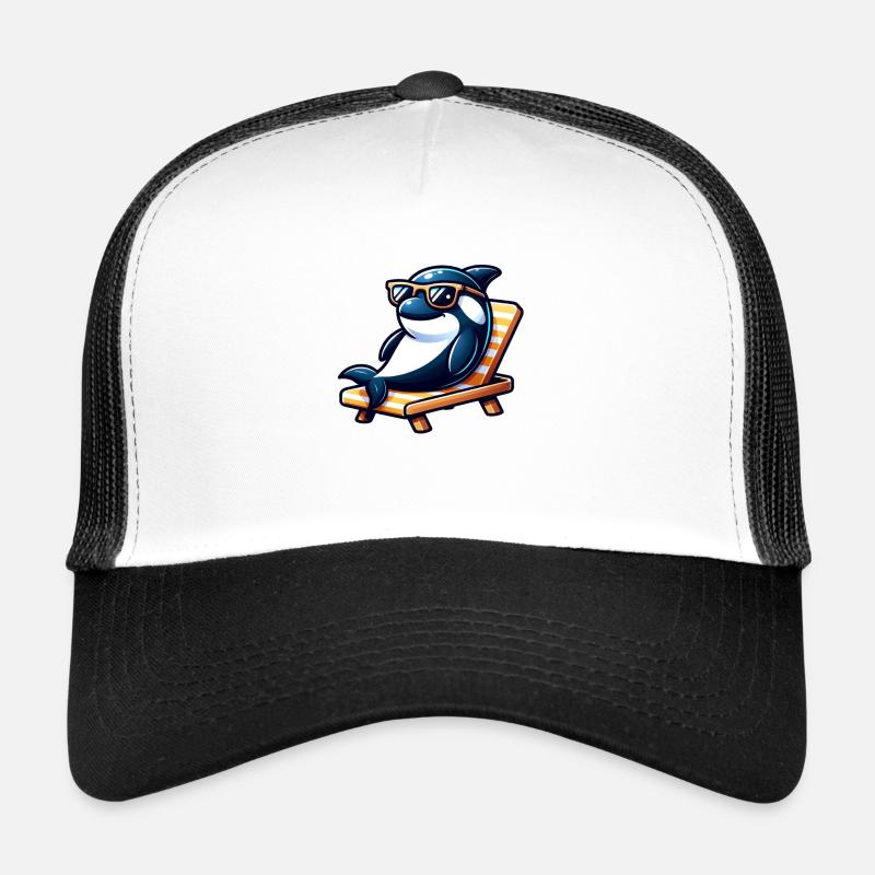 Cool Orca Whale avec lunettes de soleil - Casquette trucker  - blanc/noir