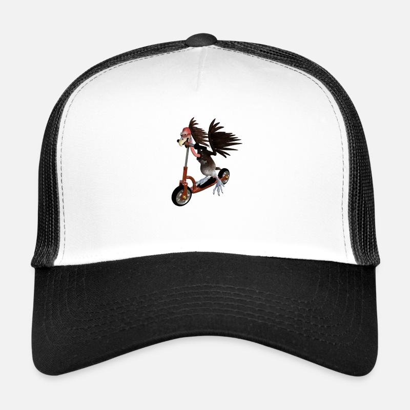 Geier fährt auf einem Roller - Trucker Cap - Weiß/Schwarz
