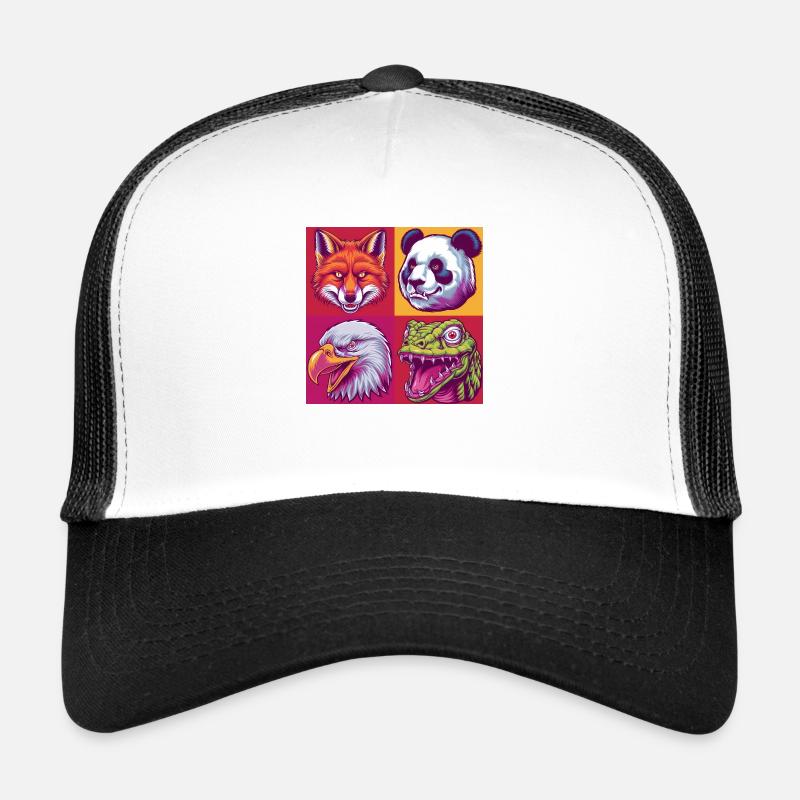 Pop art animals fox panda eagle snake Halloween Trucker Cap