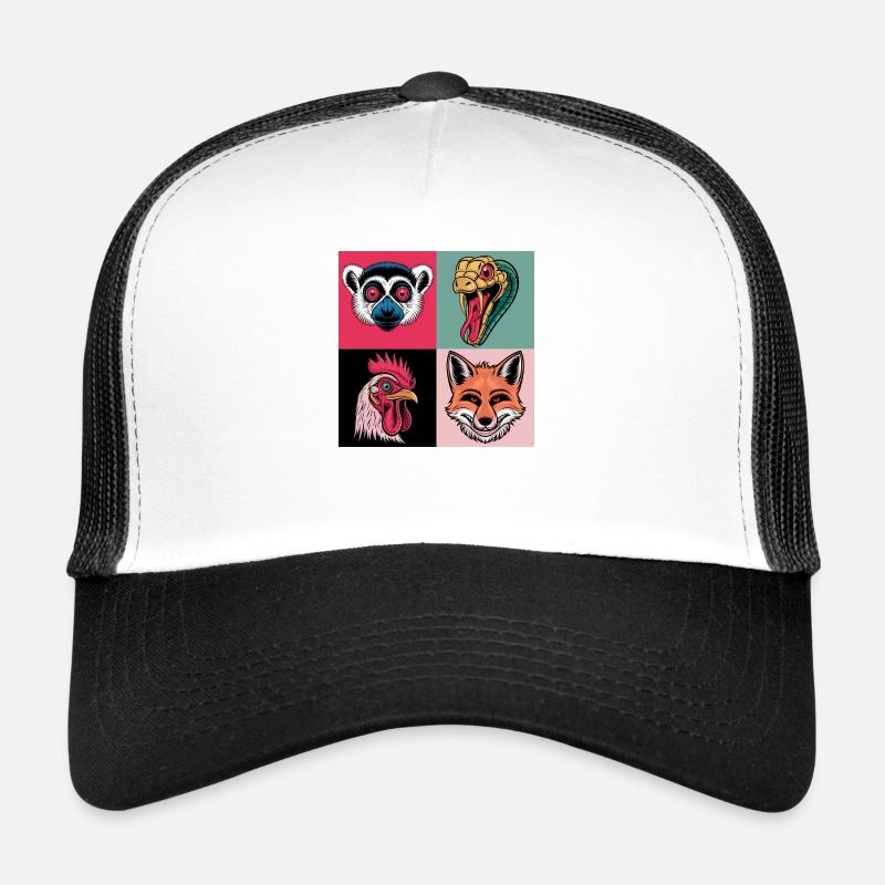 pop-art Schlange Fuchs Hahn Lemur Trucker Cap