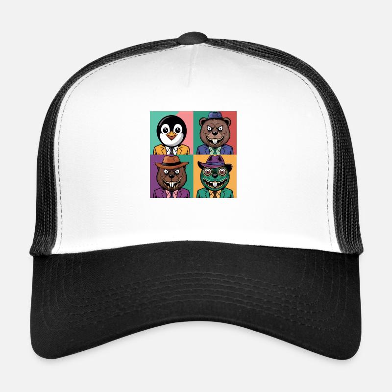 Pop Art Cool pingouin Ours Castor Salamandre Coloré Casquette trucker 