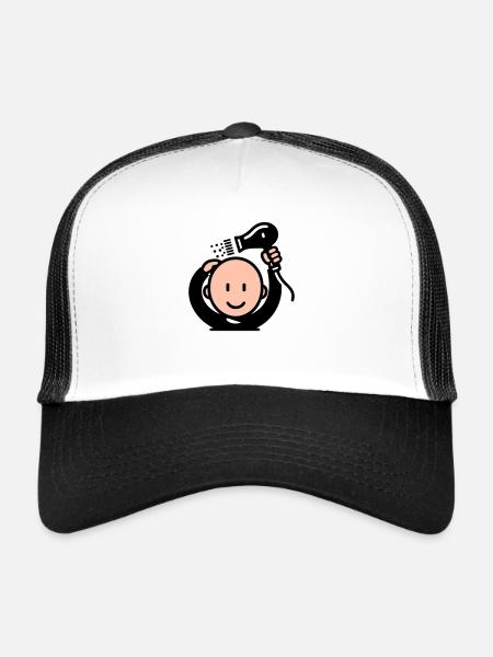 Chauve qui se sèche les cheveux - Casquette trucker  - blanc/noir - Devant