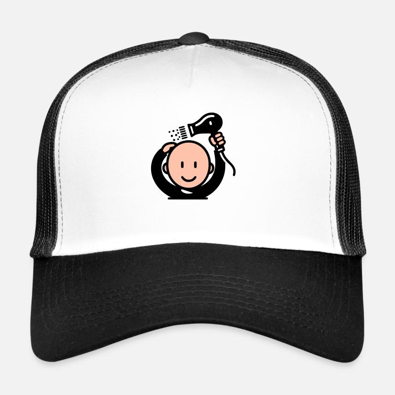 Glatze, die sich die Haare trocknet - Trucker Cap - Weiß/Schwarz