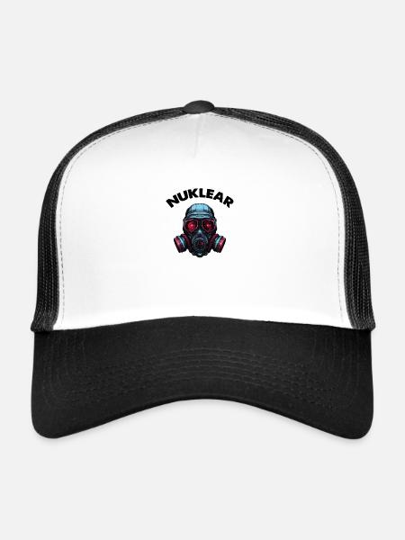 Masque à gaz - Casquette trucker  - blanc/noir - Devant