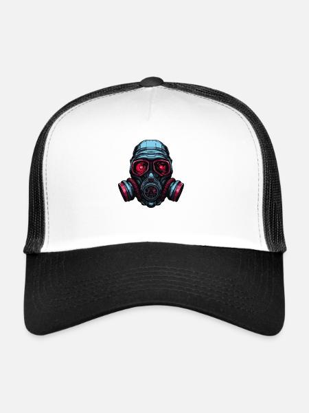Masque à gaz - Casquette trucker  - blanc/noir - Devant