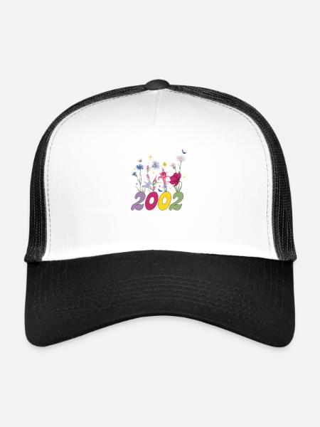 Année de naissance 2000 fleurs sauvages - Casquette trucker  - blanc/noir - Devant