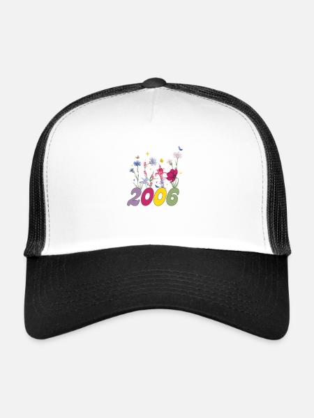 Year of birth 2006 wildflowers - Trucker Cap - white/black - Front