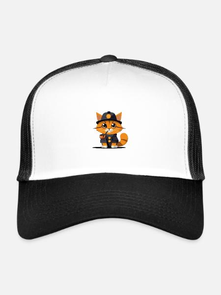 Detective Whiskers - Trucker Cap - Weiß/Schwarz - Vorne