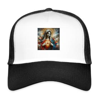 Sainte Marie Marie Vierge Marie Sainte - Casquette trucker  - blanc/noir - Devant