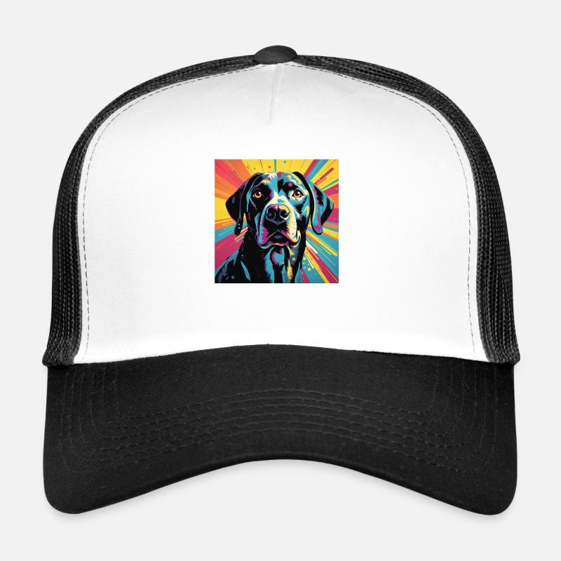 Retro Pop Art Black Labrador Trucker Cap