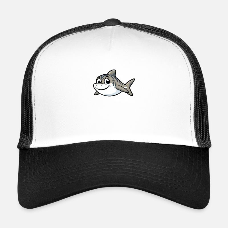 Fröhlicher Cartoon-Hai - Trucker Cap - Weiß/Schwarz