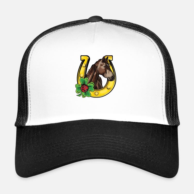 Poney comique dans le bonheur - Casquette trucker  - blanc/noir