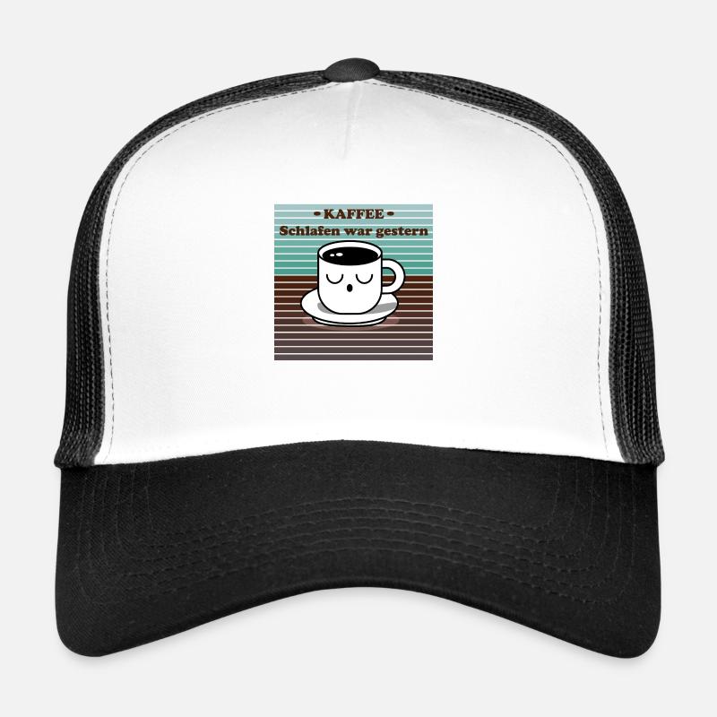 Design "Müde Brühe" - Trucker Cap - Weiß/Schwarz