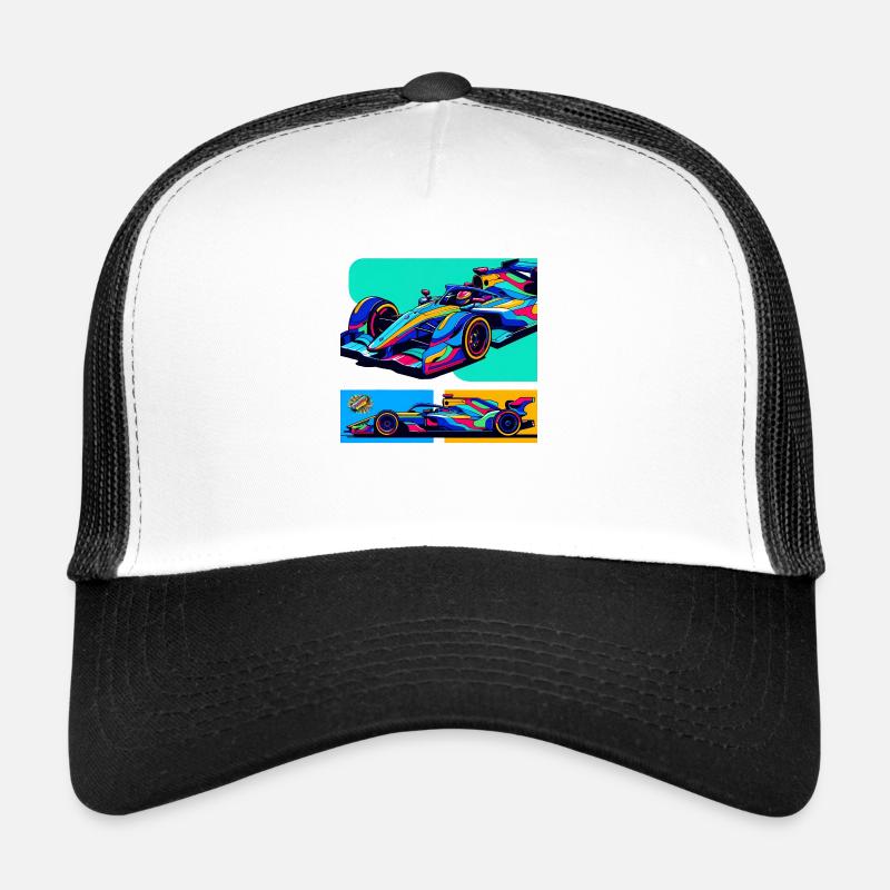 Formel Wagen Popart - Trucker Cap - Weiß/Schwarz