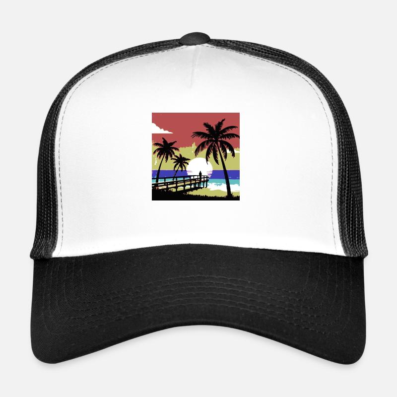 Solitary Reflection at Sunset Pier Trucker Cap