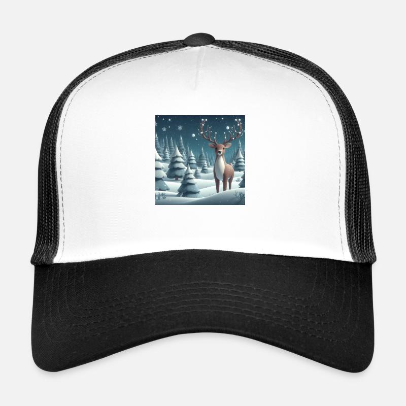 Rentier in Schneelandschaft - Trucker Cap - Weiß/Schwarz
