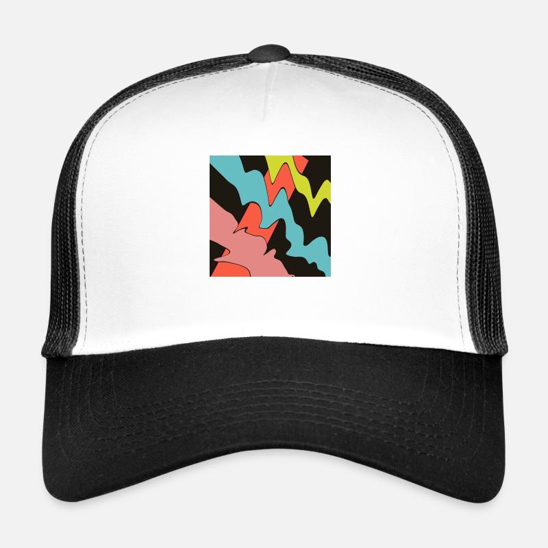 Square orange, with three patterns. - Trucker Cap - white/black