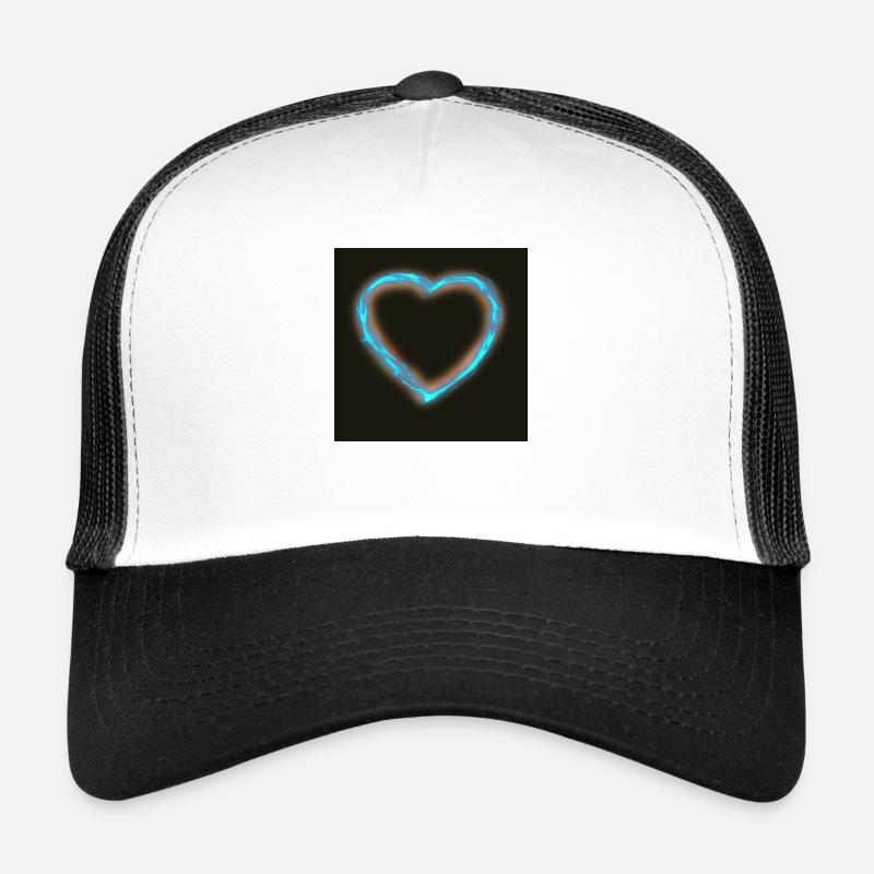 Blaues Wasser Herz mit Beleuchtung - Trucker Cap - Weiß/Schwarz