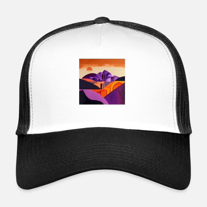 Désert au coucher du soleil - Casquette trucker  - blanc/noir