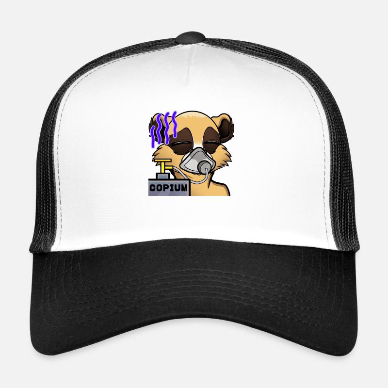 Erdmännchen "Copium" - Trucker Cap - Weiß/Schwarz