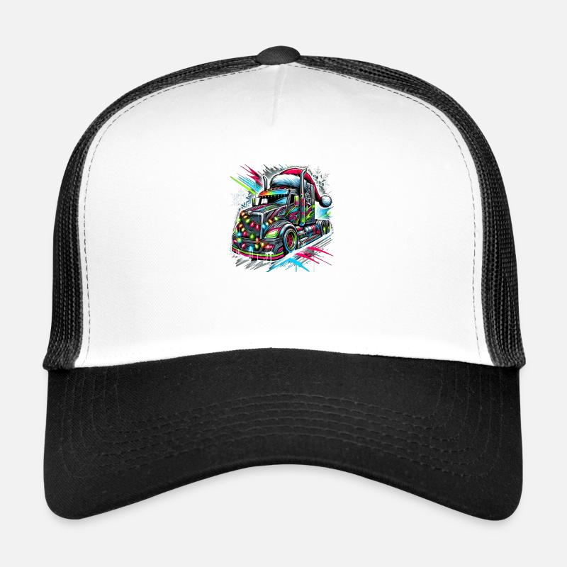Chauffeur de camion de Noël cool - Casquette trucker  - blanc/noir