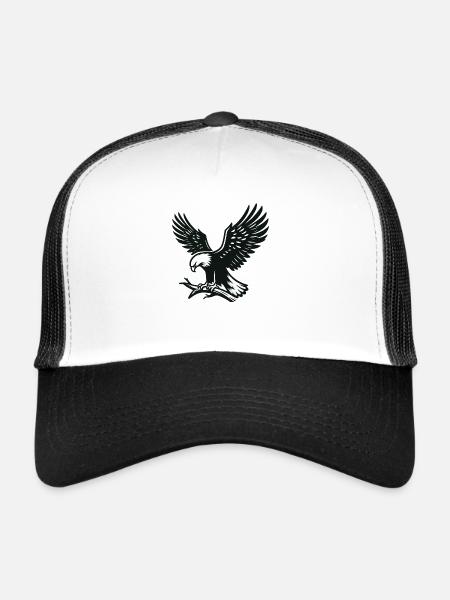 Aigle sur la branche - Casquette trucker  - blanc/noir - Devant
