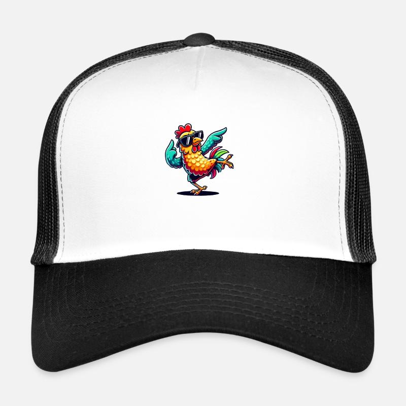 Bande dessinée sur le poulet Casquette trucker 