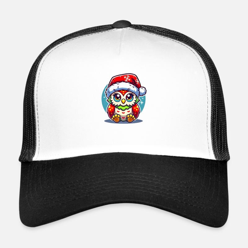 Eule Weihnachten - Trucker Cap - Weiß/Schwarz