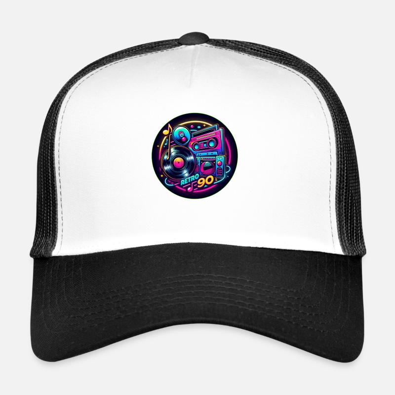 Retro 90s Logo - Trucker Cap - Weiß/Schwarz
