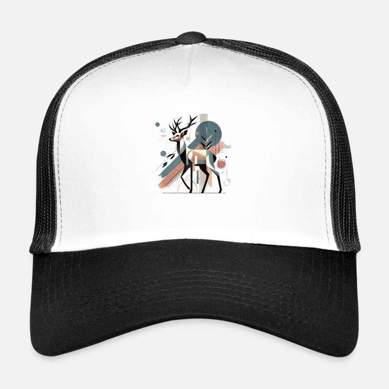 Design Hirsch modern stylish #4 - Trucker Cap - Weiß/Schwarz