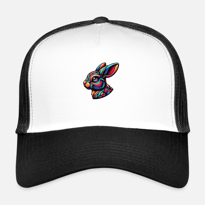 Abstract Rabbit Illustration - Trucker Cap - white/black
