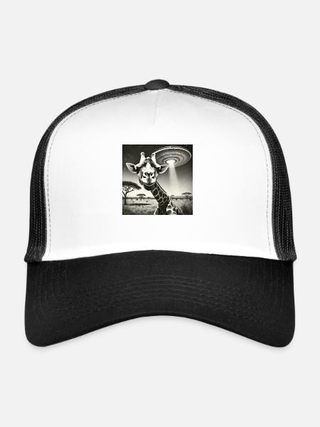 Lusitge Giraffe UFO Alien Selfie - Trucker Cap - white/black - Front