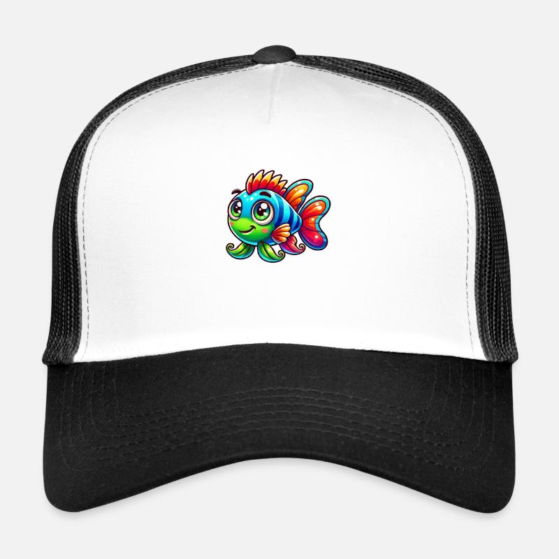 fish comic - Trucker Cap - Weiß/Schwarz