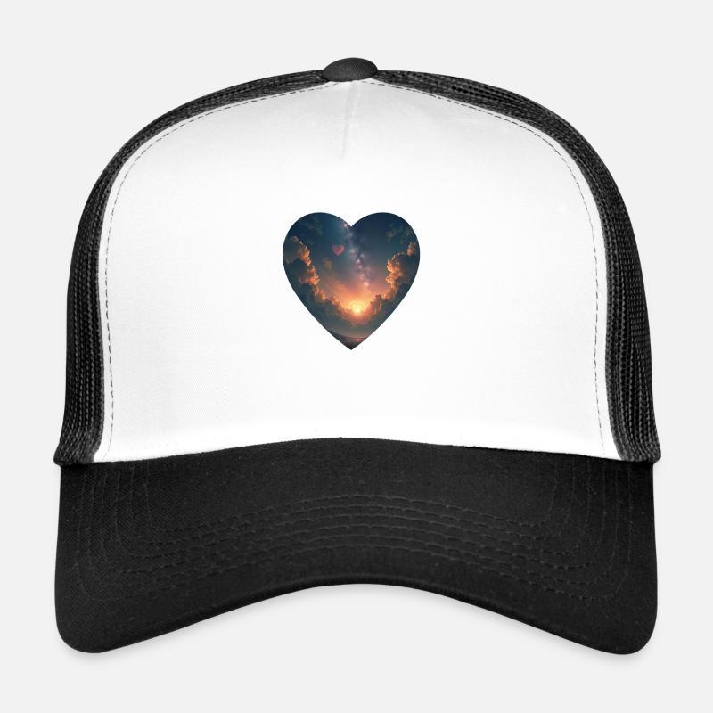 Herz Himmel Sonne Wolken - Trucker Cap - Weiß/Schwarz