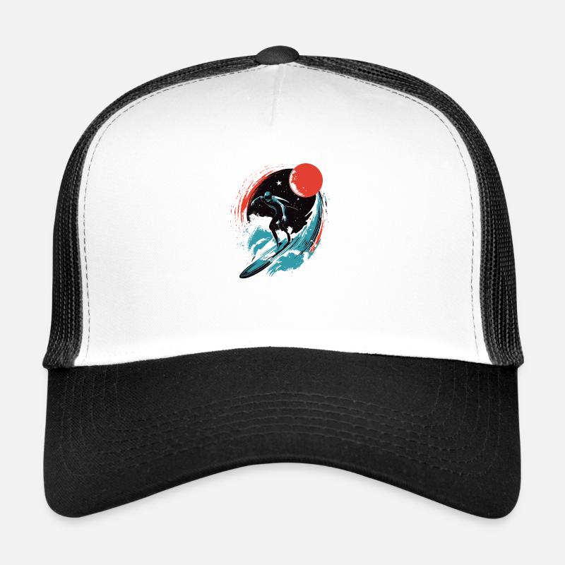 Cosmic Surf - Trucker Cap - Weiß/Schwarz